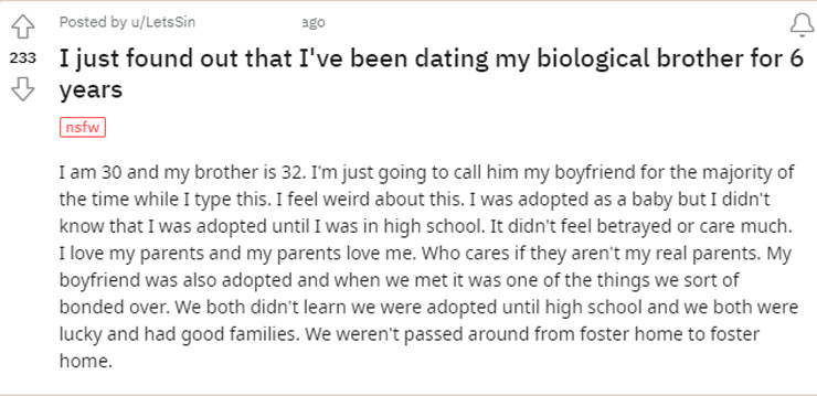 Woman Finds Out Her Boyfriend of 6 Years is Actually Her Brother